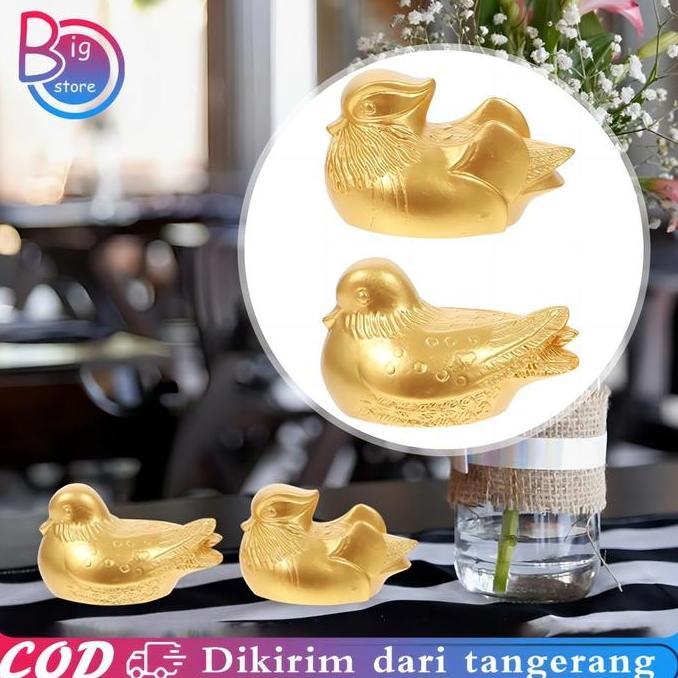 URB Bebek Mandarin Sepasang Feng Shui Mandarin Patung Emas Pajangan Bebek Simbol Cinta Sejati PROTOK