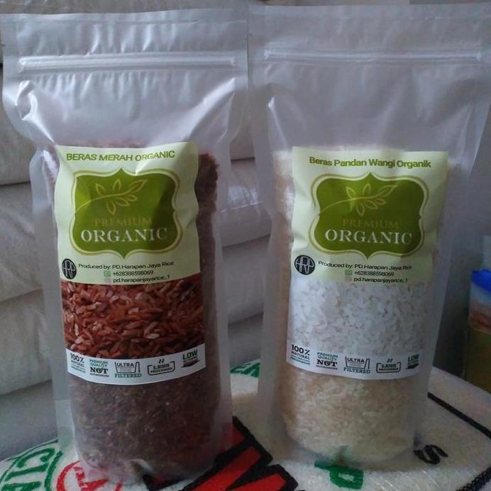 Beras Merah Organik Premium 1kg & Beras Pandan wangi Organik 1kg