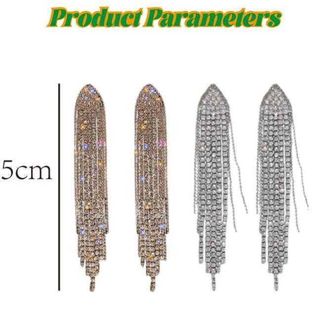 SASCALA Anting Juntai Panjang Wanita Anting Berlian Panjang Korean Look Simple Elegan untuk Pesta Me