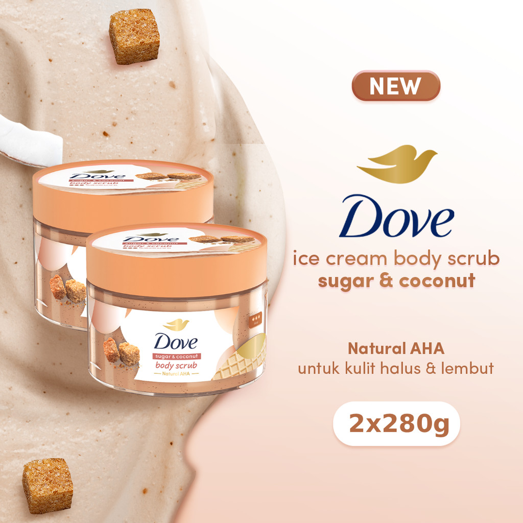 [NEW] Dove Ice Cream Body Scrub Sugar & Coconut, Pomegranate, Sakura - Lulur Badan untuk Melembutkan