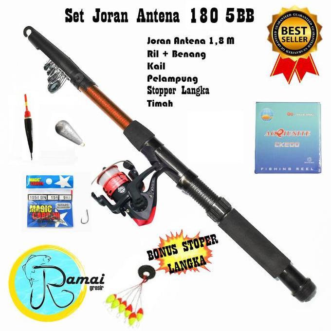 Set Alat Pancing Termurah Dengan Joran Antena 180 Terbaik Kekuatan 5Kg