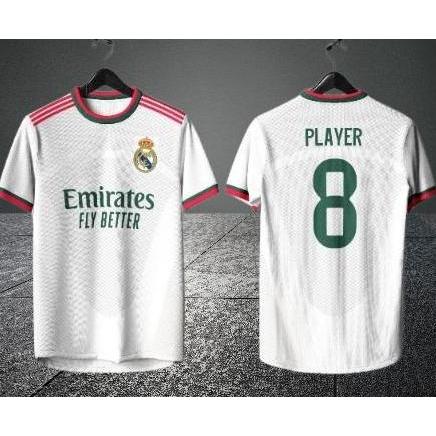 JERSEY REAL MADRID 2026 2027 HOME PUTIH MERAH HIJAU FULL PRINTING GRATIS NICKNAME_NOMER PUNGGUNG