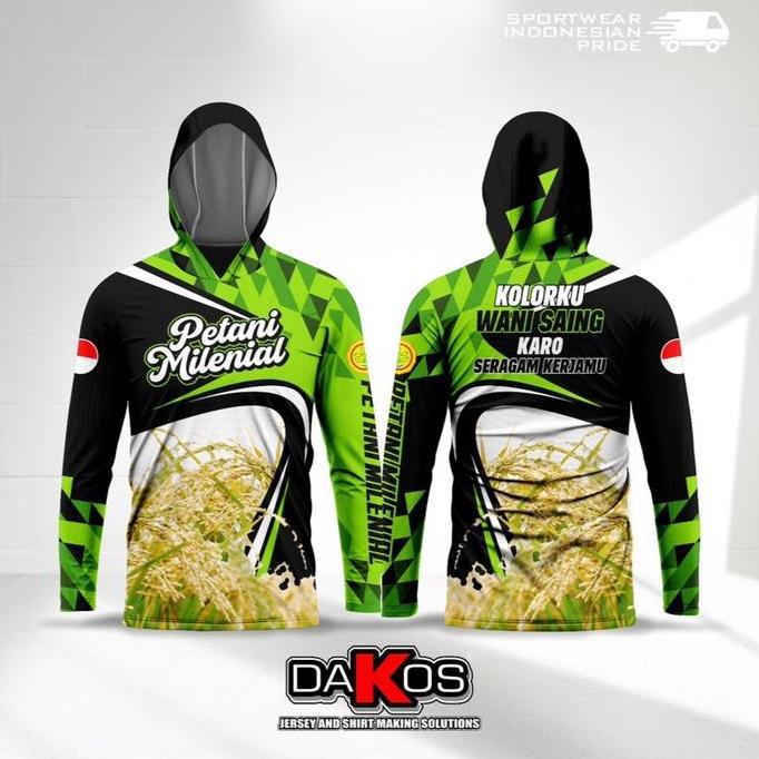Jersey Petani Milenial Tangan Panjang Fullprint / Kaos Pria Komunitas Petani Muda Tangan panjang ful