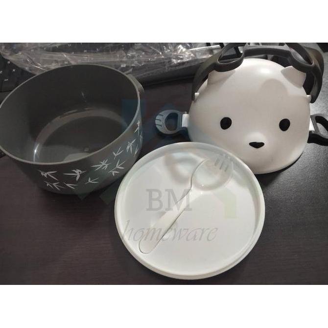 Kotak Makan Karakter Kaca Mata / Lunch Box / Kotak Bekal 800ml Coklat Sendok Souvenir