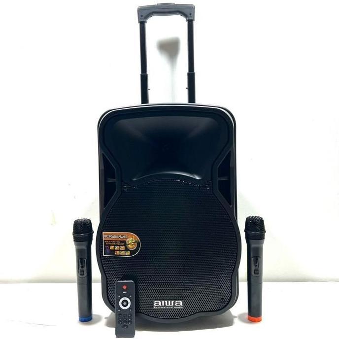 Speaker Aktif Salon 12 Inch Aiwa Mega Bass Wireless Microphone Karaoke