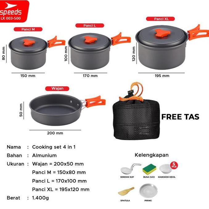 (Ready) Speeds Cooking Set Paket Dapur Camping  Mini Cooking Cookware  Masak 2-6 Orang Ceret Outdoor