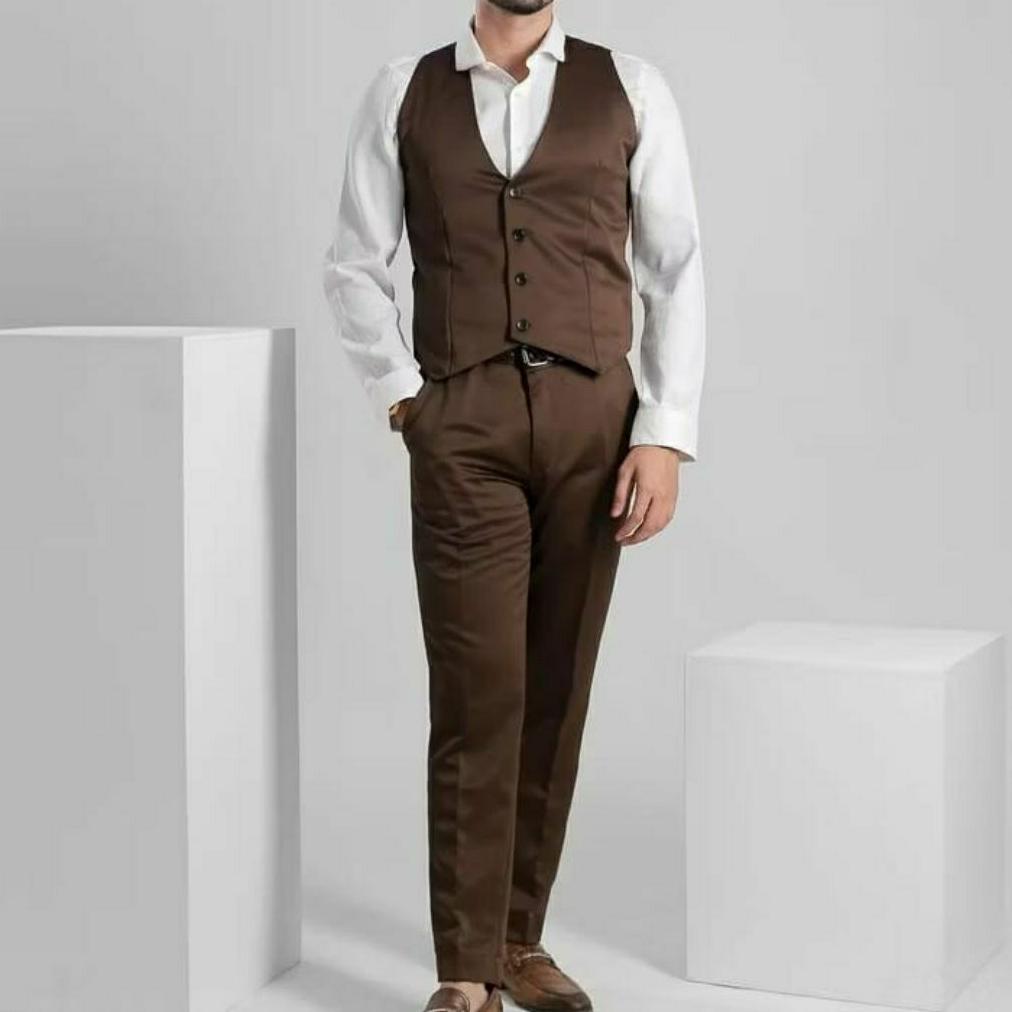 Diskon Setelan Jas Pria Warna Coklat Mahogany / Jas Blazer Pria Formal Coklat / Setelan Jas Wedding 