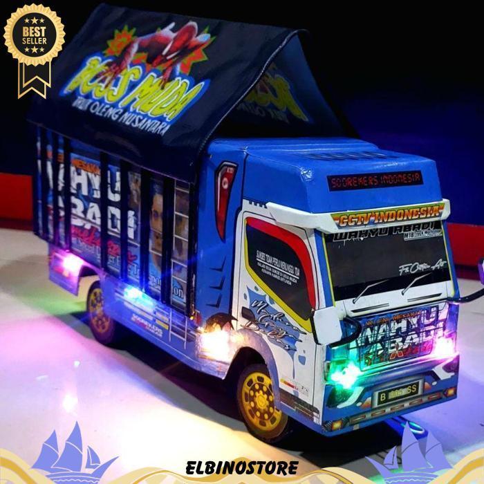 Truk Oleng Mainan Miniatur Truk Ada Lampu Dan Terpal