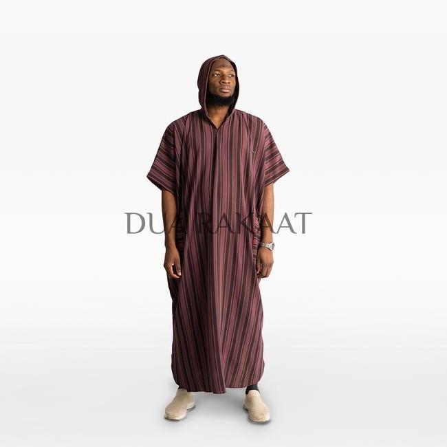 Dua Rakaat Zahir Thobes Pria Muslim Jubah Hoodie Abaya Gamis Bahan Asheera