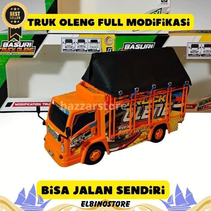 Mainan Truk Oleng Modifikasi Terpal Bisa Jalan Sendiri Lampu Nyala Dan Musik Telolet Nyala, Miniatur