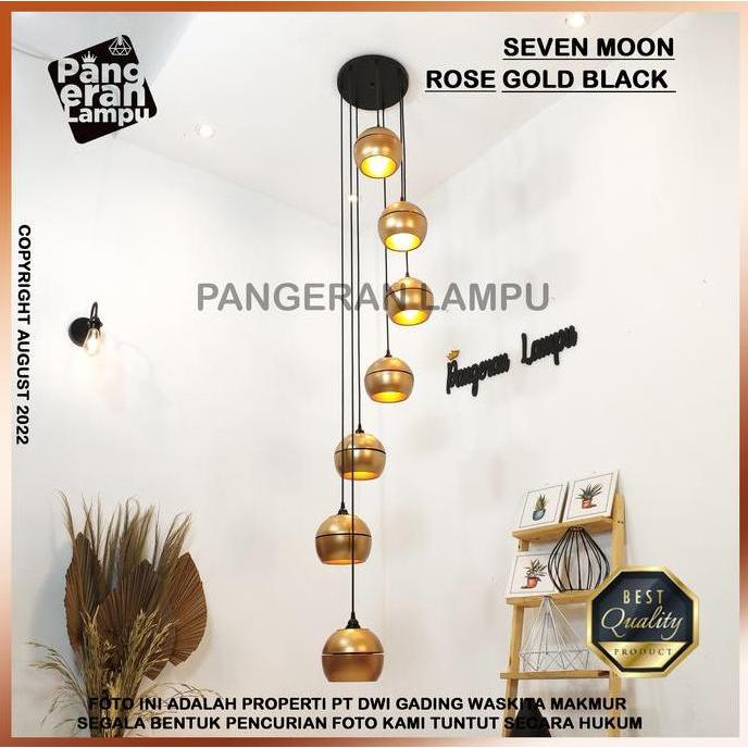 Lampu Gantung / Lampu Hias / lampu Void 1 set MOON isi 7 ROSEGOLD