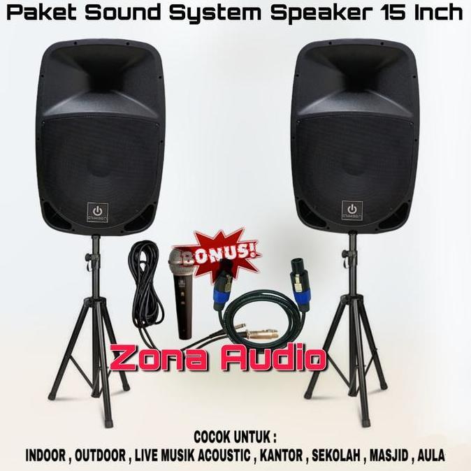 Paket Sound System Karaoke Indoor Outdoor Speaker Aktif 15 Inch Crimson
