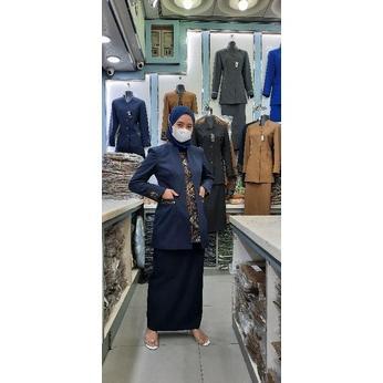 Best Seller Setelan Seragam Kerja Biru Dongker Guru Wanita Blazer Warna Navy  Jas Guru Pdh Seragam P