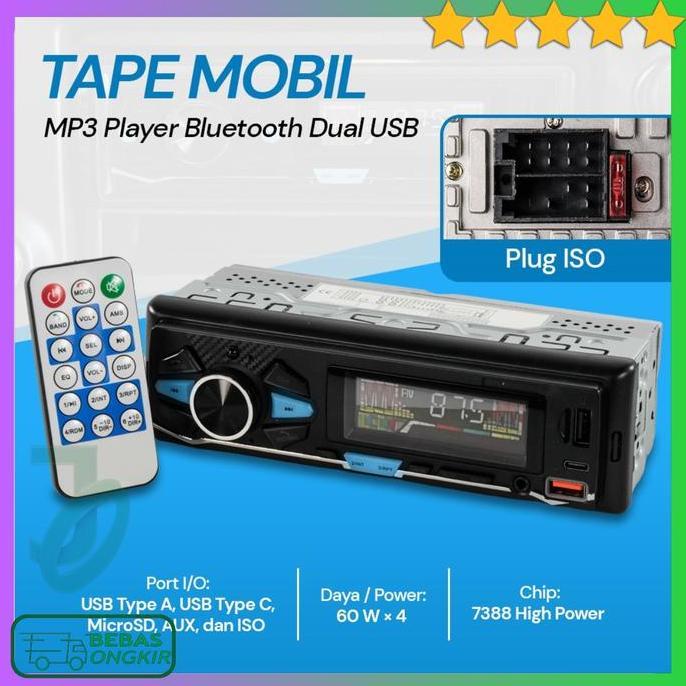 Tape Mobil Audio MP3 Player Bluetooth Dual USB Hands Dengan Socket ISO Occkic HL32