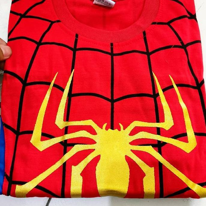 BAJU ANAK KOSTUM SPIDERMAN ADA TOPENG BAHAN KAIN KATUN UNTUK UMUR 1-10 TAHUN