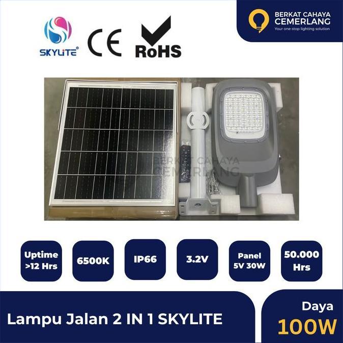 Lampu PJU Solar Cell Skylite 100W 2 IN 1 Lampu Jalan Street Light