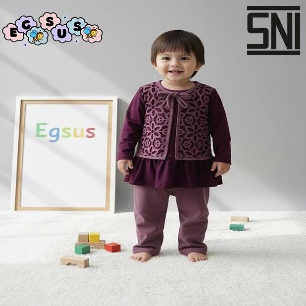 (EGSUS) Setelan Anak Perempuan Newborn 0-4 Tahun MENTARI KNITT ROMPI BUNGA LASER Anak Rompi Katun Sp