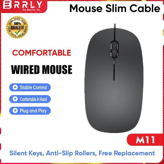 BAYASON ERRLY Mouse Slim M11 Elegan Kabel USB Panjang 2Meter Mouse Gaming Mouse Kantor