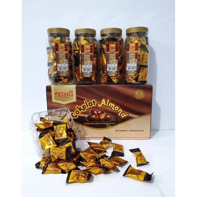 DKing Coklat Almond DKing 1 Dus Isi 4 Toples EXPIRED April 2027 Cokelat Hitam Manis Iai Kacang Almon