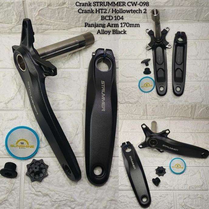 Crank HT2 Hollowtech 2 STRUMMER CW098 BCD 104 SYMMETRIC Arm 170mm 165mm Alloy Sepeda MTB Roadbike