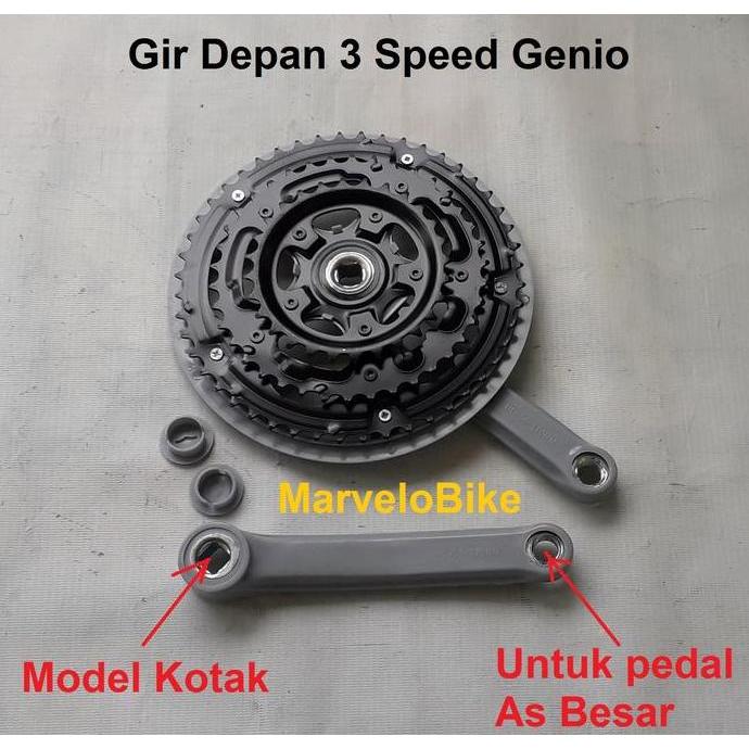 Crank Gir Depan Sepeda MTB Federal Balap 3 Speed 28-38-48T Genio