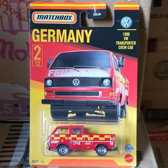 ORIGINAL Matchbox GERMANY 1990 VW TRANSPORTER CREW CAB RED