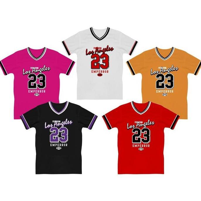 Kaos Distro Pria Wanita Kaos Baseball Kaos Angka Kaos Kerah V-Neck T-Shirt Pria Wanita Baju Santai K