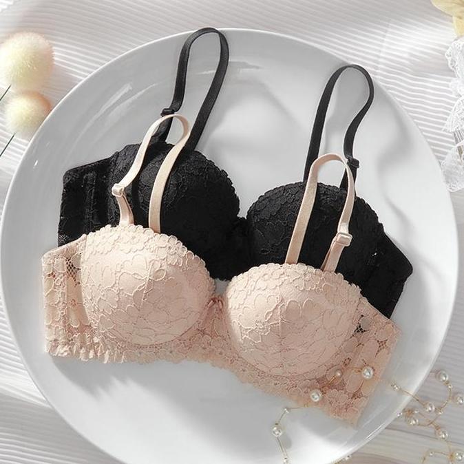 Bra Push Up 1/2 Cup Memilik Kawat Busa Tebal Pakaian Dalam Renda Sexy Cocok Untuk Cup A/B
