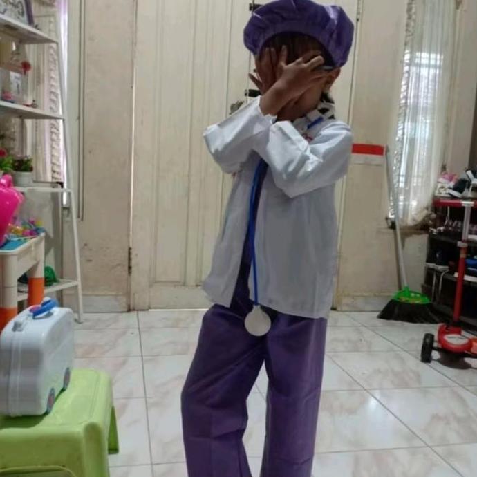 baju dokter kecil anak perempuan kostum dokter jas dokter seragam dokter bedah Fashion baju profesi 