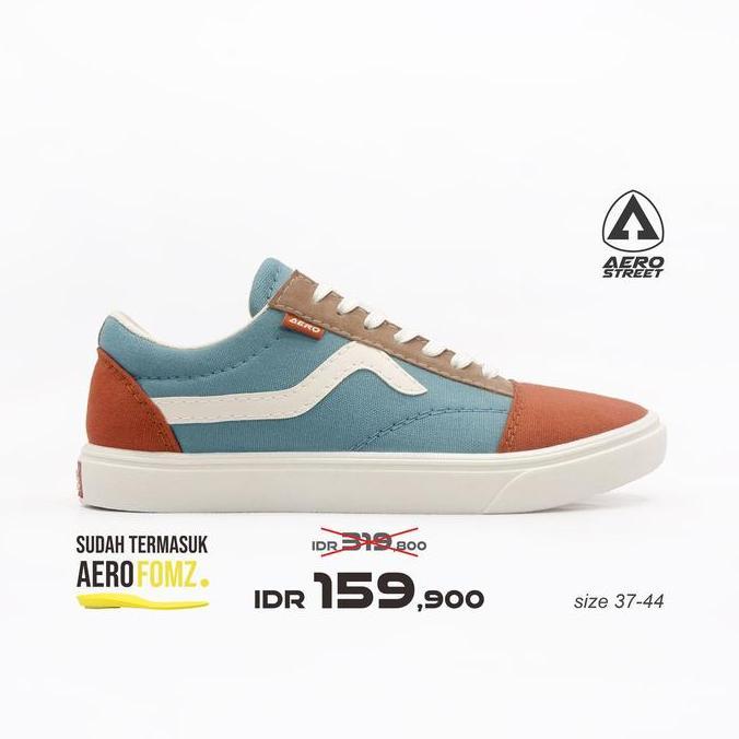 Aerostreet 37-44 Massive Low Biru Merah Bata - Sepatu Sneakers Casual Sport Sekolah Pria Wanita Aero