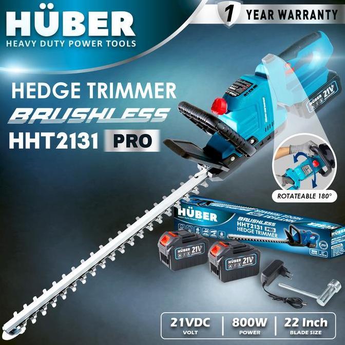 Sale Huber Hht2131 Cordless Hedge Trimmer Brushless 22" Pro Gergaji Listrik Potong Rantai Kayu Porta