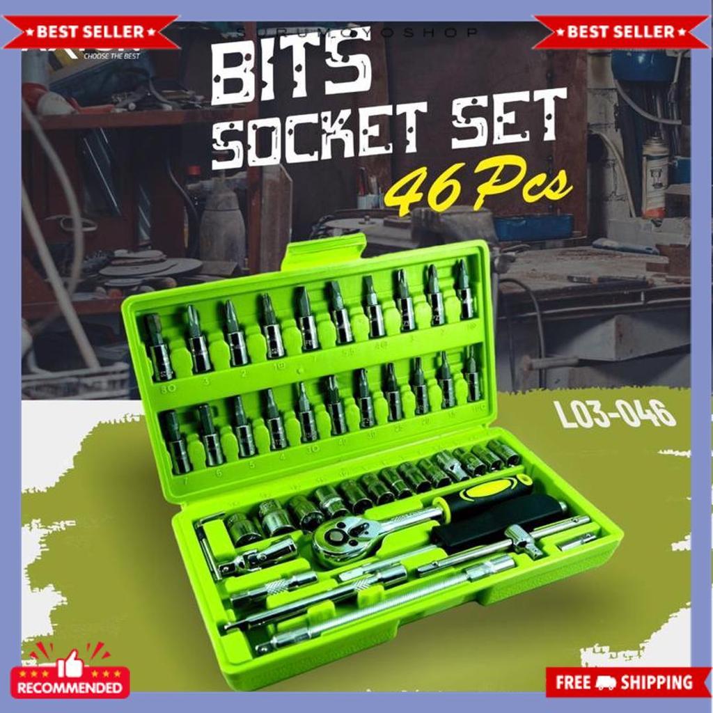 Terlaris Laxton Kunci Sok Shock Set Motor Socket 46 Pcs L03-046 Murah Laris