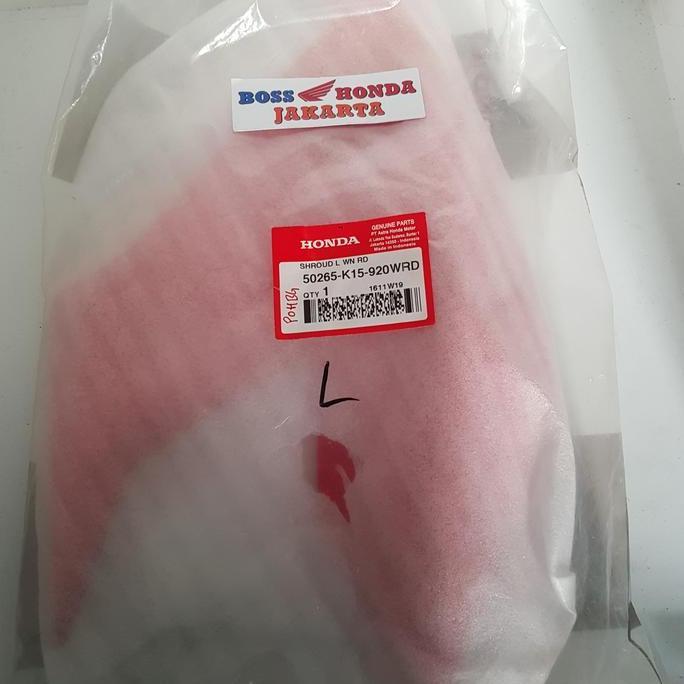 SPAREPART CB150R : 50265-K15-920WRD COVER BODY DEPAN KIRI MERAH HONDA NEW CB150R STREETFIRE K15 ORI 