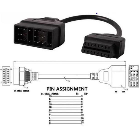 Toyota 22 Pin to 16 Pin Kabel Adapter Converter Connector OBD 2 Cable Scanner Diagnostic ECU Mobil O