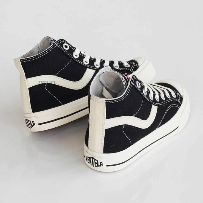 New Sepatu Sneakers Ventela Public High Black Natural / Sepatu Kasual Casual Hitam Shoes Pria Putih 