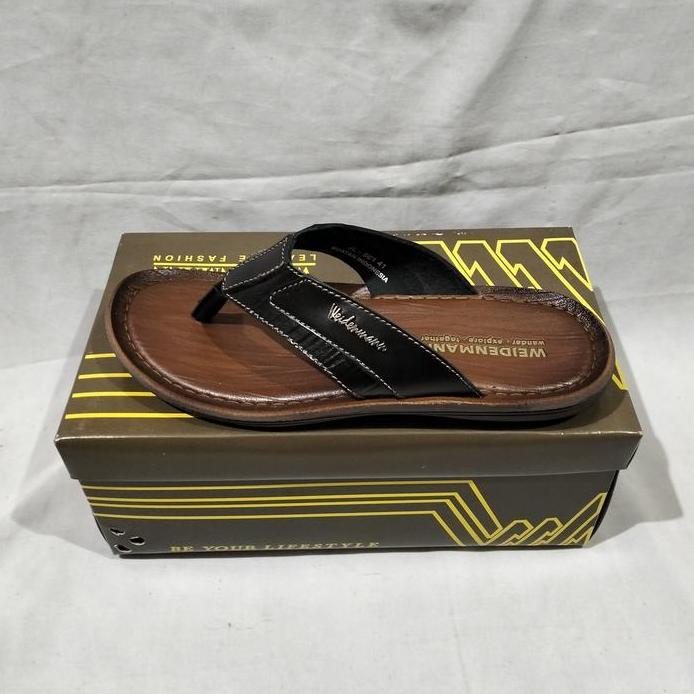 New Sandal jepit kulit asli pria WEIDENMANN ORIGINAL JL 501 HITAM
