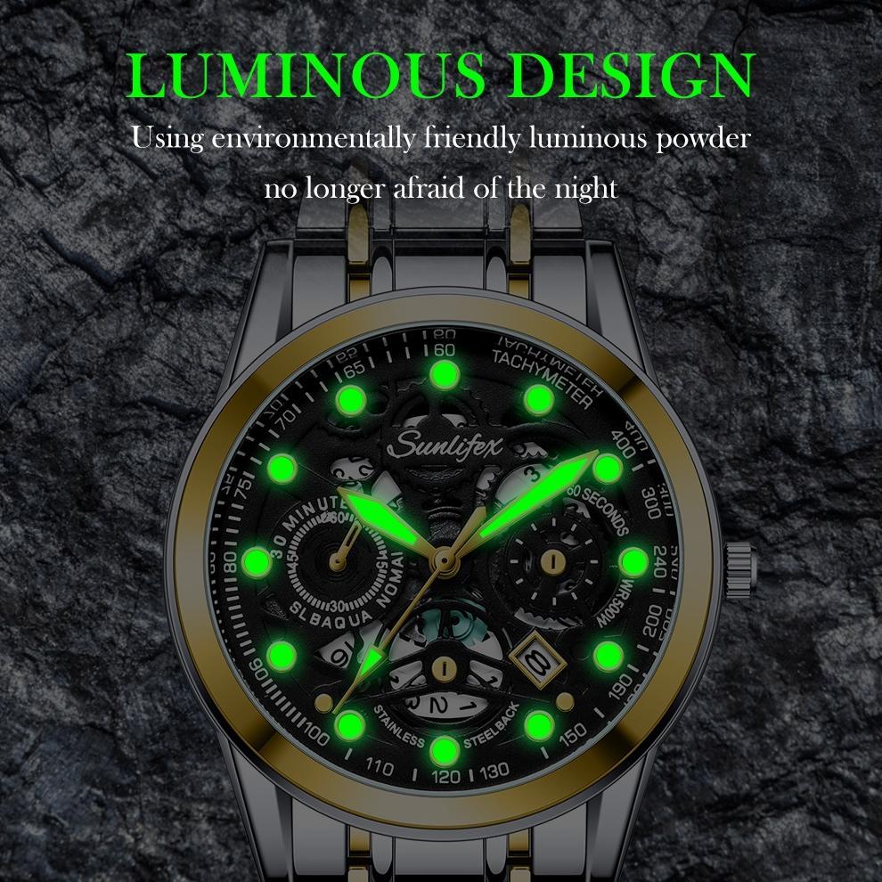termurah sunlifex jam tangan pria  9001 original display kuarsa anti air tali stainless steel santai