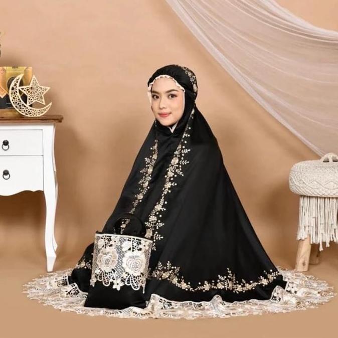 Mukena Dewasa Mewah Bordir Premium Khania Lembut Renda Mukenah Lebaran Cantik