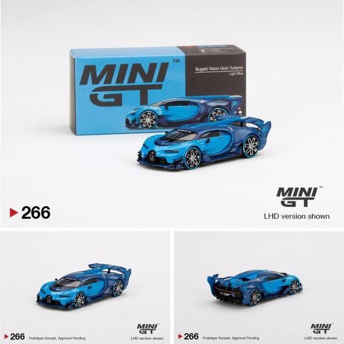 1/64 MiniGT 266 MGT Bugatti Vision Gran Turismo Light Blue Diecast