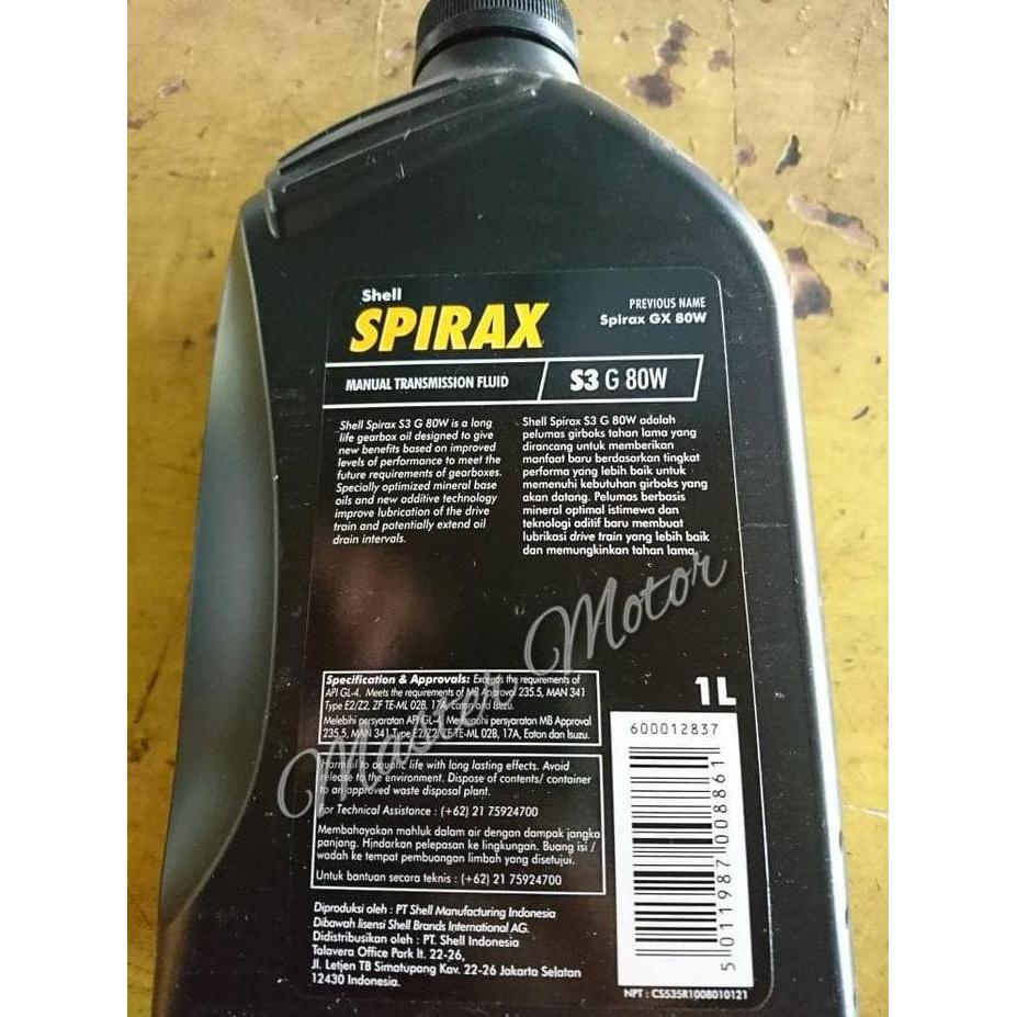 Oli transmisi dan oli Gardan SHELL SPIRAX S3 G 80W manual transmisi