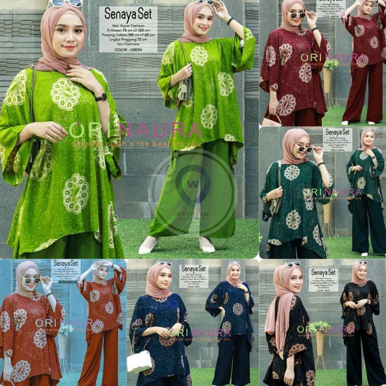 FAST DELIVERY SETELAN JUMBO SENAYA SET WAKA WAKA MOTIF BUNGA ORI NAURA SIZE JUMBO BUSUI RESLETING RA