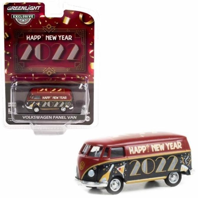 1/64 Greenlight Volkswagen VW T2 Panel Van Happy New Year 2022 Diecast