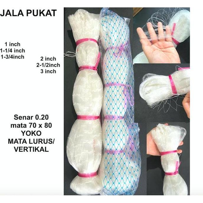 Jaring Jala Pukat Ikan Burung Udang Mata 70X80 Senar 0.20 Type Yoko
