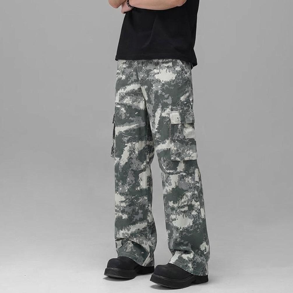HOT Celana cargo pria hijau panjang Korean style baggy pants straight cut gombrong unisex casual pan
