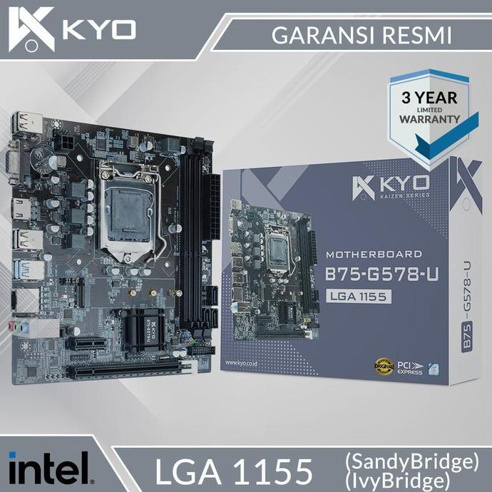 Motherboard KAIZEN B75 M.2 NVME LGA 1155 DDR3 B75 GARANSI RESMI 3 THN