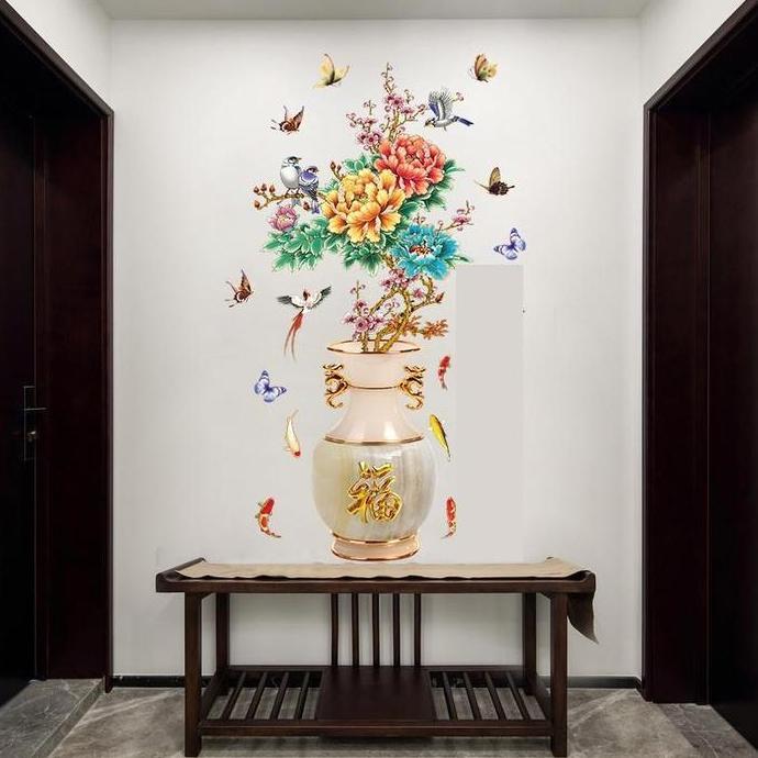 Soshoku- Stiker Dinding Guci Bunga Besar Xxl Sk2019 Hiasan Sticker