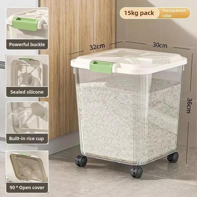 dispenser beras estetik rice box 25kg tempat beras 5 kg aesthetic  tempat beras aesthetic storage te