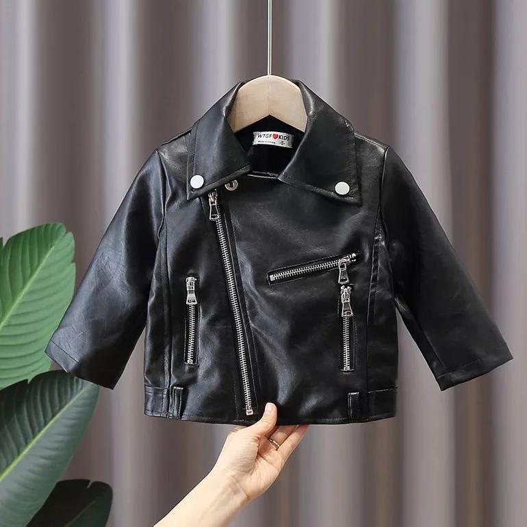 BEST SALE JAKET KULIT SINTETIS ANAK TERLARIS UNISEX (CEWE/COWO) STYLE HITAM KEREN DAN LUCU/ JAKET KU