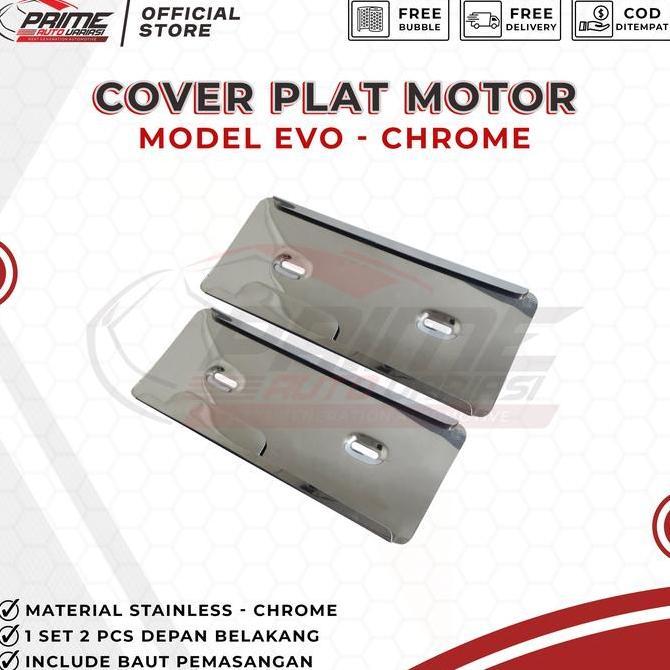 Promo Cover Plat Motor Stainless Dudukan Plat Nomor Motor Slip Evo Stainless - Dudukan Tempat Plat N