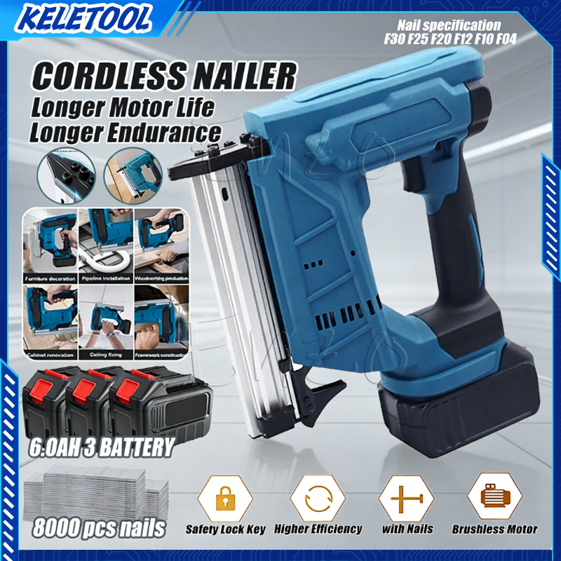 Paku Tembak Cordless 20V Mesin Brad Nailer Tanpa Kabel Dilengkapi 8000 Paku Brad Pistol Paku Listrik